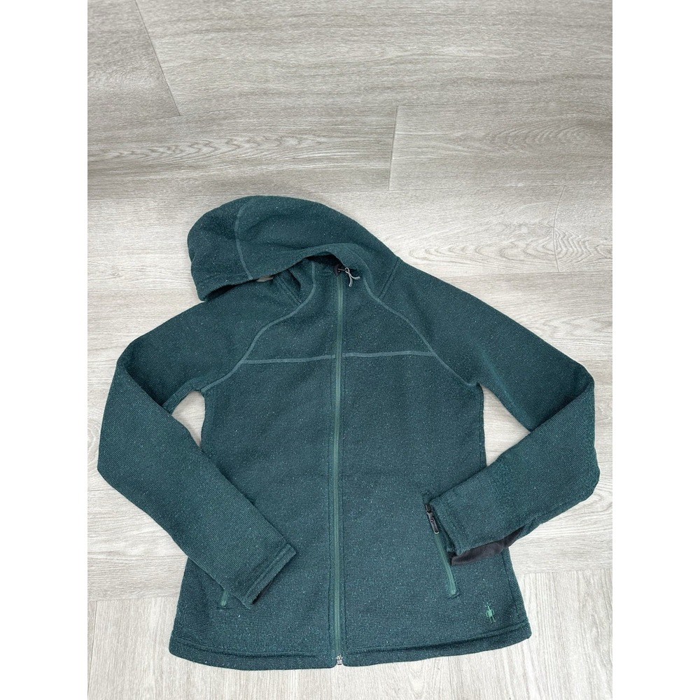 Smartwool Hudson Trail Jacket Women's M Green Full Zip Wool Hoodie Fleece